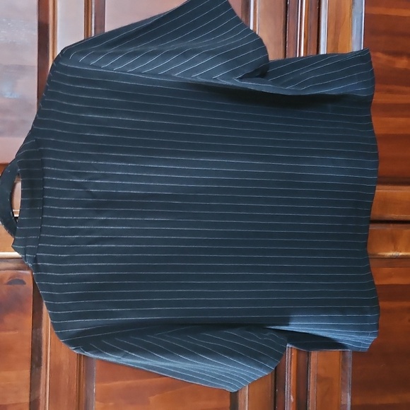 Vintage Black Pinstripe Half Button Up Cropped Length Top, Sz 11 - Picture 4 of 6